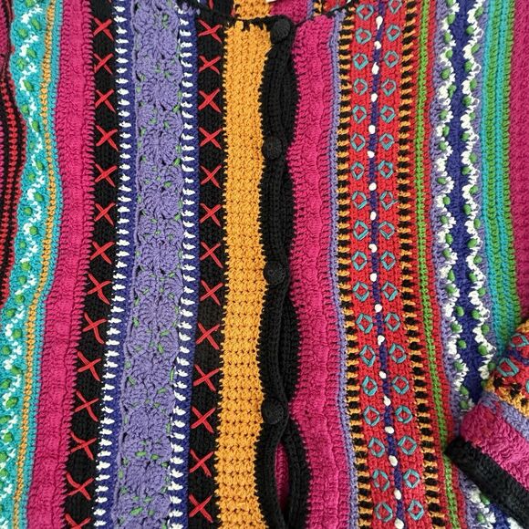 Casual Corner Limited Edition Knitted By Hand Cardigan Sweater Small Rainbow - Picture 5 of 8